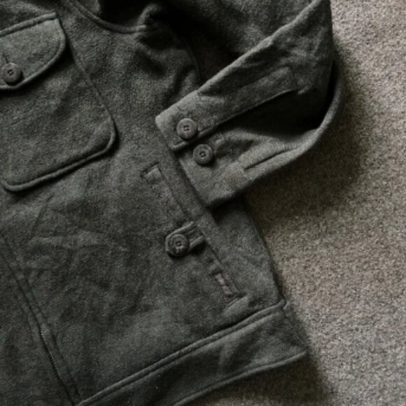 Woolrich Wool Blanket Lined Long Sleeve Full Zip Barn Over Coat Green Mens Large - Picture 7 of 16